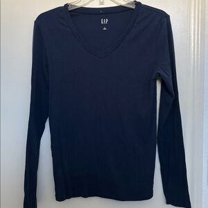 GAP Navy V-Neck Long Sleeve Shirt